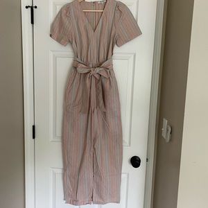 Madewell Striped Short Sleeved Jumpsuit